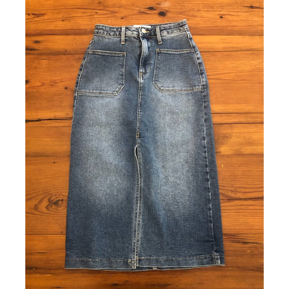 JUST BLACK DENIM Open Slit Midi Jean Skirt - X-Small - Y2K Fashion
